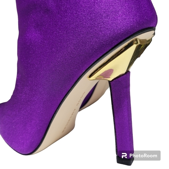 Good American Purple Neoprene Pointed Toe Mid Calf Boots Women's Size 7.5 - Picture 4 of 8